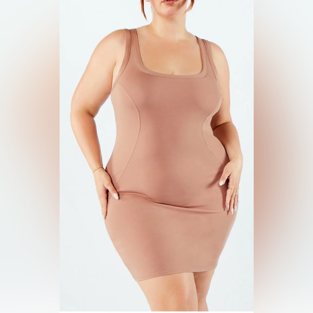 Yitty by Lizzo Fabletics Body Butter Tank Dress Brown Sugar NWT Size XL Bodycon